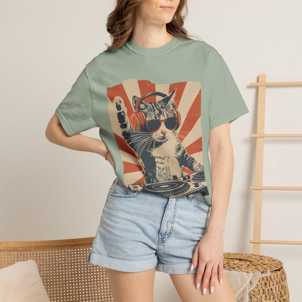 Comfort Colors® Cool DJ Cat Tshirt, Funny Cat With Headphones Shirt, Stylish Cat Lovers Gift, DJ Cat Kitty shirt, Trendy Cat Graphic Shirt