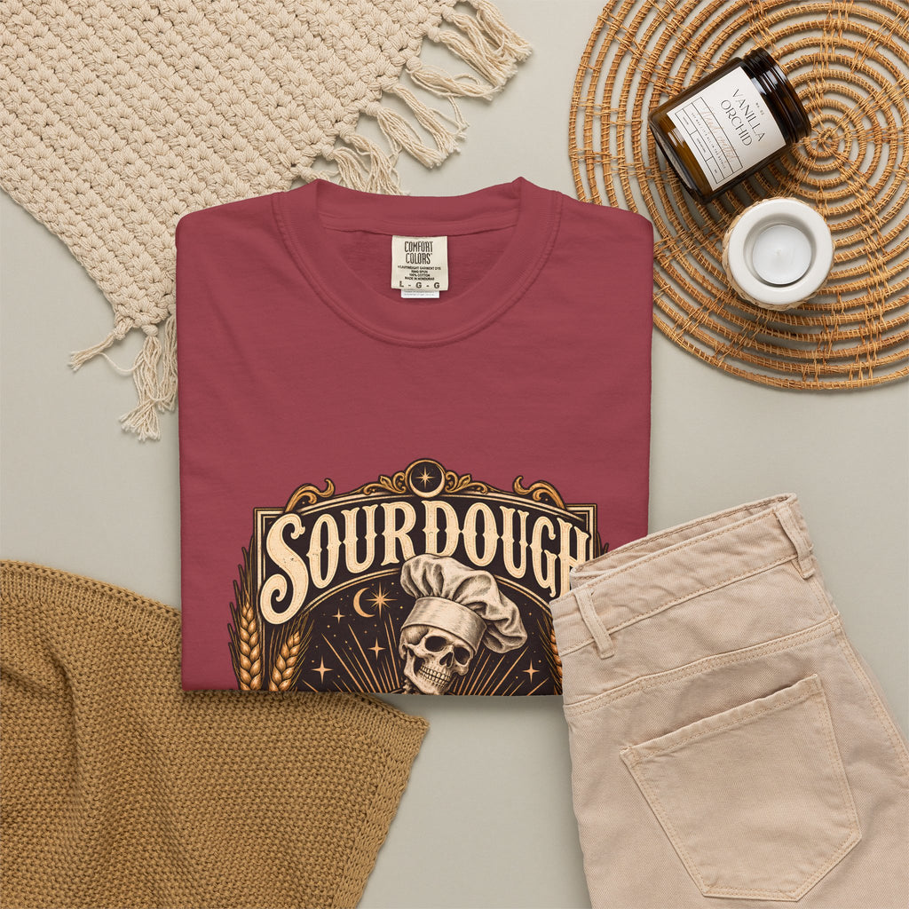 Camiseta Comfort Colors® Sourdough Because Regular Bread Is Stupid, regalo divertido para panadero de masa madre, amante del pan con esqueleto, camisa con humor sobre hornear