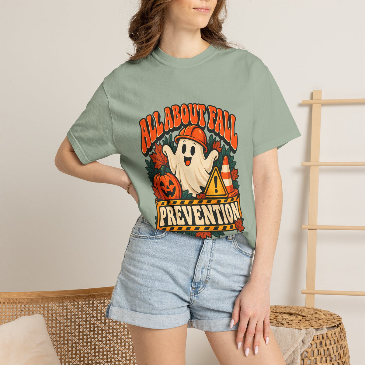 Comfort Colors® All About Fall Prevention T-Shirt, Funny Physical Therapist Gift, Halloween Occupational Therapy Graphic Tee