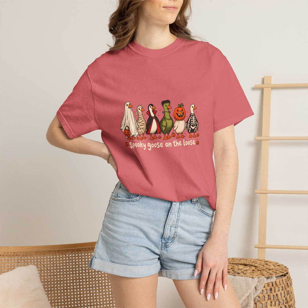 Comfort Colors® Halloween Funny Goose Shirt, Just a Spooky Goose Shirt, Halloween Shirt, Skeleton Goose Tee, Spooky Season Shirt, Spooky Tee