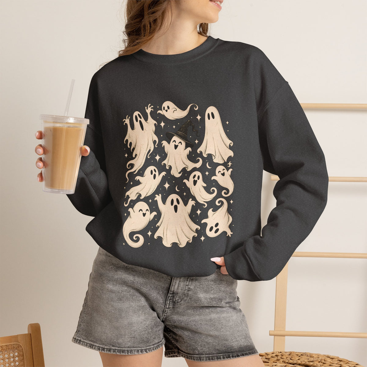 Halloween Ghost Sweatshirt, Ghost Collage Shirt, Halloween Sweatshirt, Halloween Gift for Her, Fall Sweater, Spooky Season, Spooky Vibes