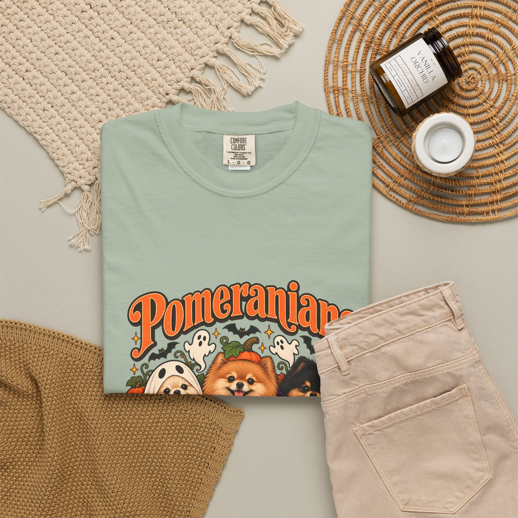 Comfort Colors® Pomeranians Because People Are Creepy Shirt, Funny Pomeranian Lover Gift, Halloween Dog Mom Graphic Tee, Spooky Pom Dog Gift