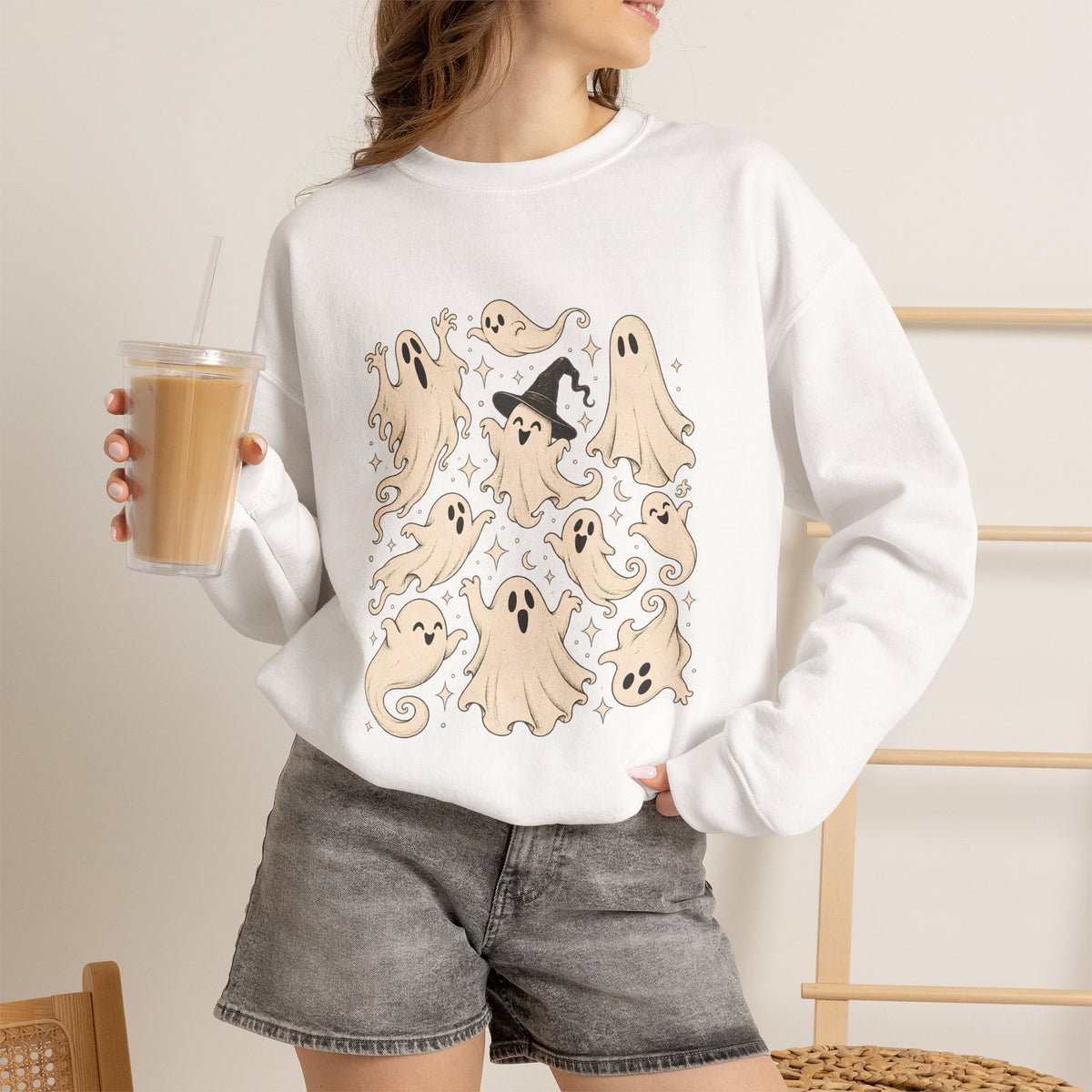 Halloween Ghost Sweatshirt, Ghost Collage Shirt, Halloween Sweatshirt, Halloween Gift for Her, Fall Sweater, Spooky Season, Spooky Vibes