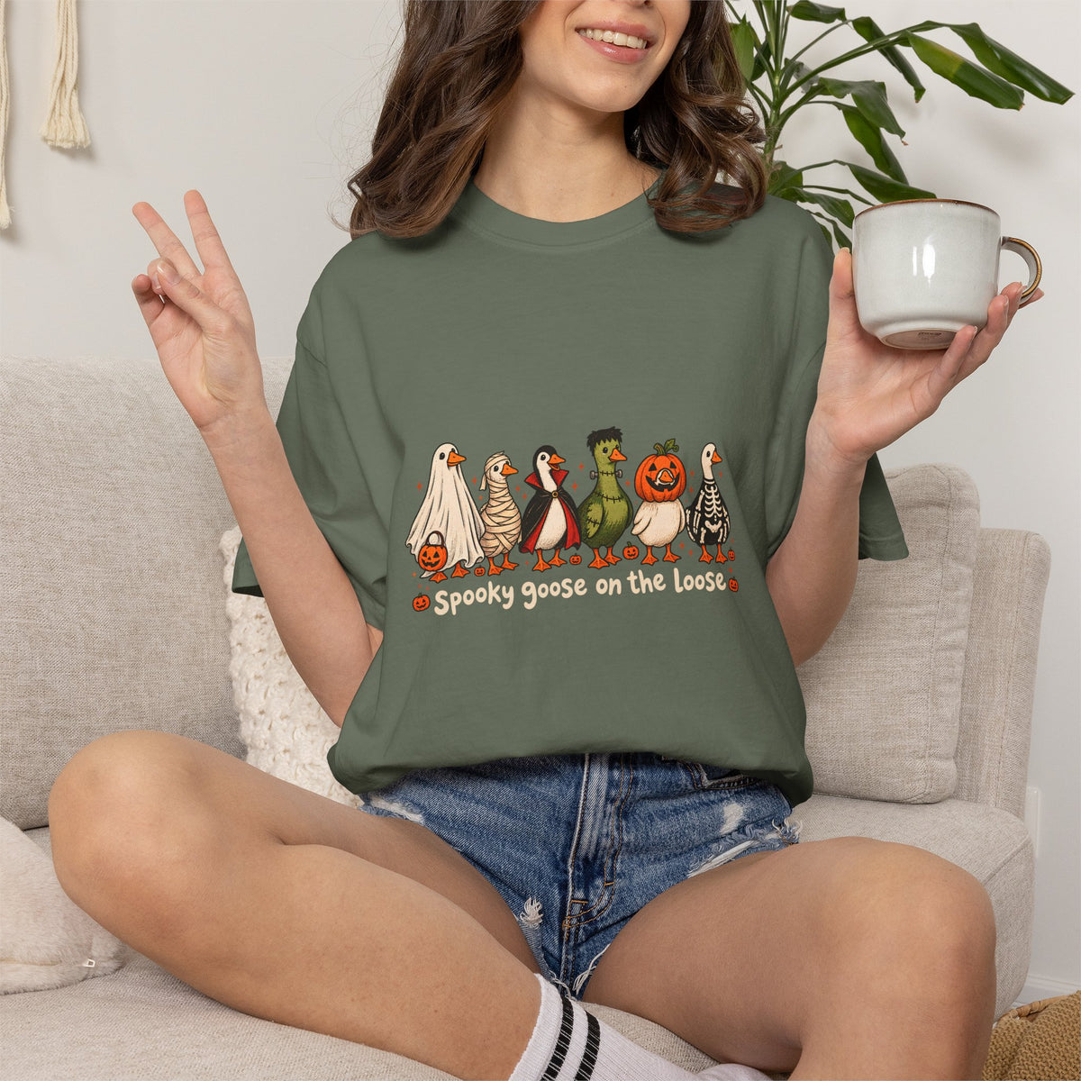 Camiseta divertida de ganso de Halloween Comfort Colors®, camisa de ganso espeluznante, camisa de Halloween, camiseta de ganso esqueleto, camisa de temporada espeluznante, camiseta espeluznante