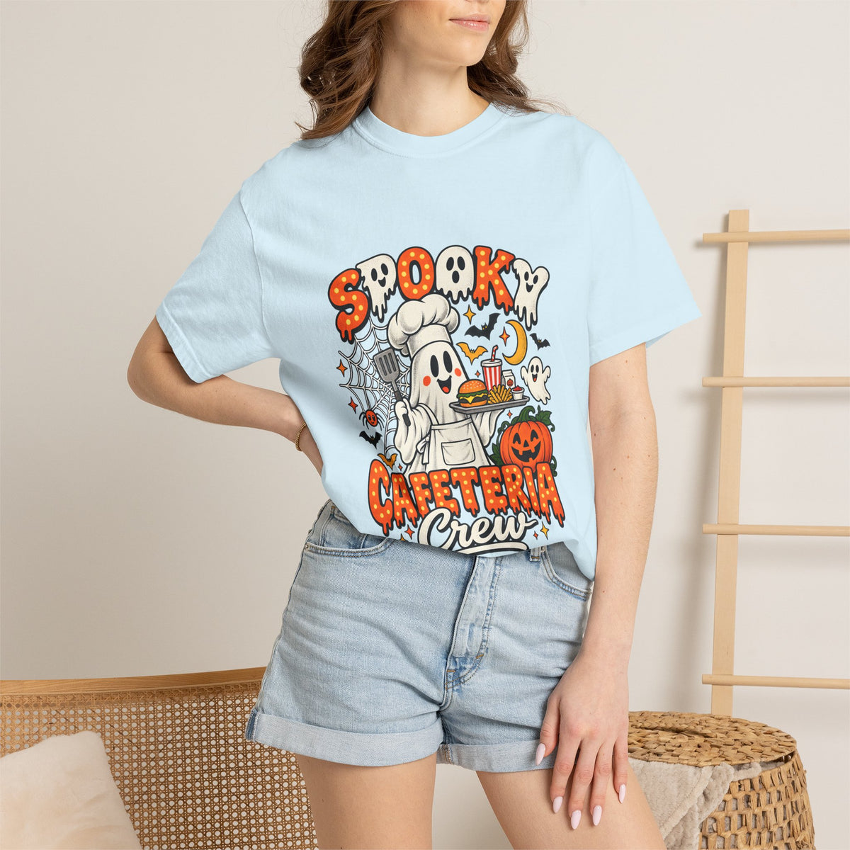 Comfort Colors® Spooky Cafeteria Crew Tshirt, Halloween Lunch Lady Gift, School Cafeteria Worker Graphic Tee, Funny Food Service Staff Shirt