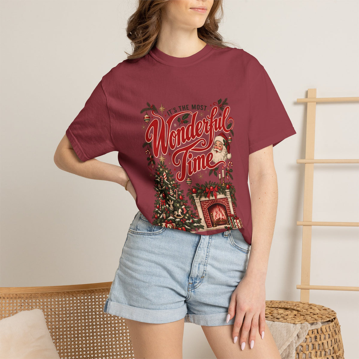 It's The Most Wonderful Time T-Shirt, Vintage Christmas Lover Gift, Santa Holiday Decor Gift, Cozy Christmas Graphic Tee