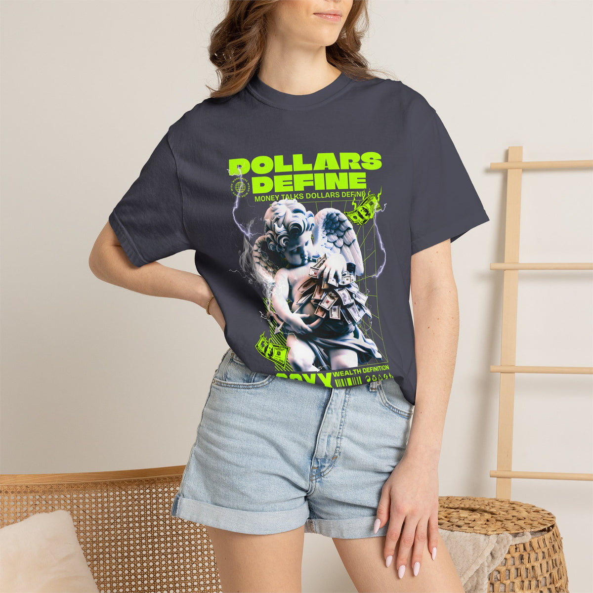 Comfort Colors® Dollars Define Money Angel Shirt, Hustle Culture Tee, Streetwear Design, Motivational Gift, Urban Fashion Art