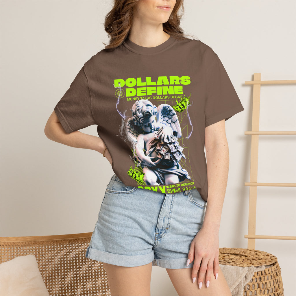 Camiseta de ángel Comfort Colors® Dollars Define Money, camiseta de cultura del esfuerzo, diseño de ropa urbana, regalo motivacional, arte de moda urbana