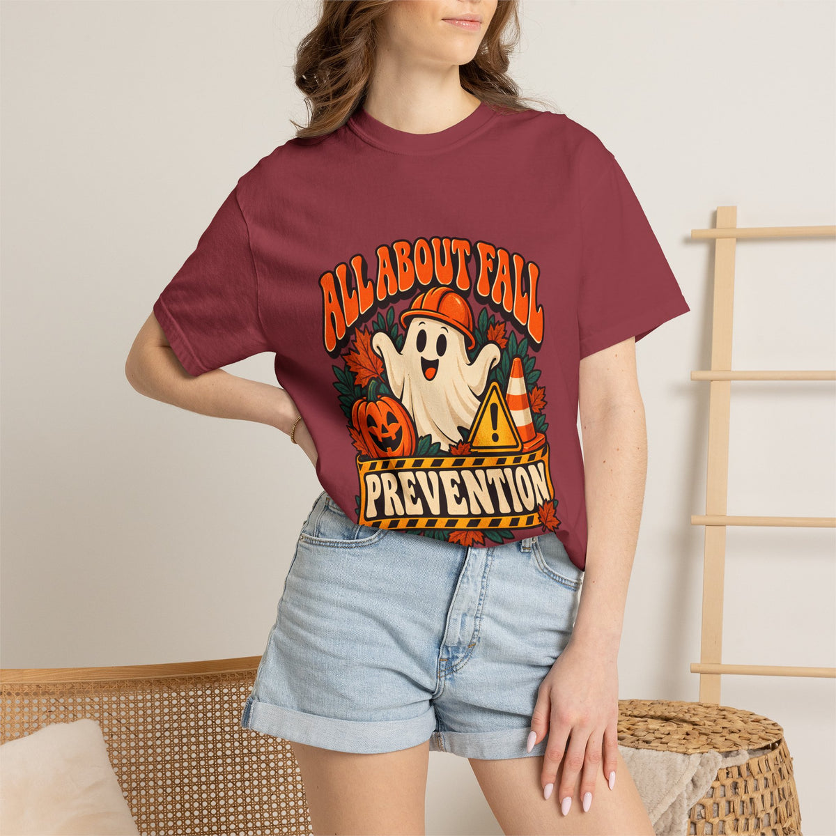 Comfort Colors® All About Fall Prevention T-Shirt, Funny Physical Therapist Gift, Halloween Occupational Therapy Graphic Tee
