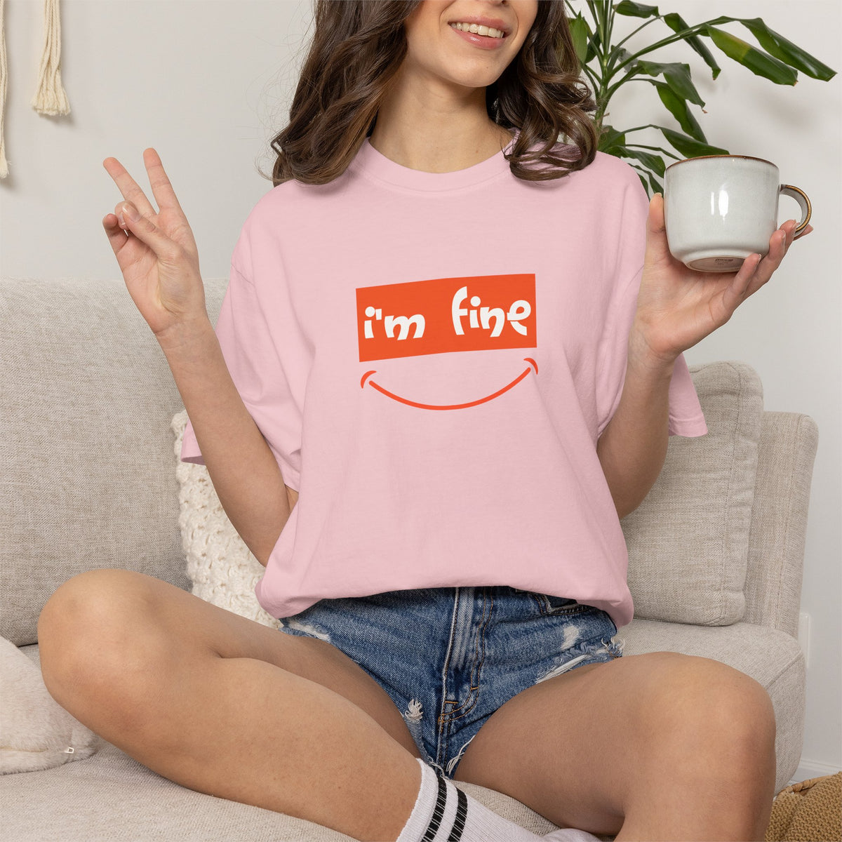 Comfort Colors® I'm Fine Shirt, Sarcastic Humor Shirt, Mental Health Shirt, Funny Therapy Gift, Therapy Shirt, Drowning Shirt, Gift for Her