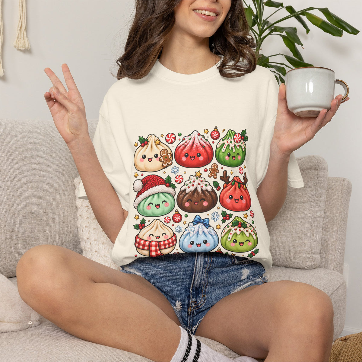 Comfort Colors® Cute Christmas Dumplings T-Shirt, Kawaii Holiday Food Lover Gift, Festive Dumpling Lover, Cute Christmas Foodie Gift