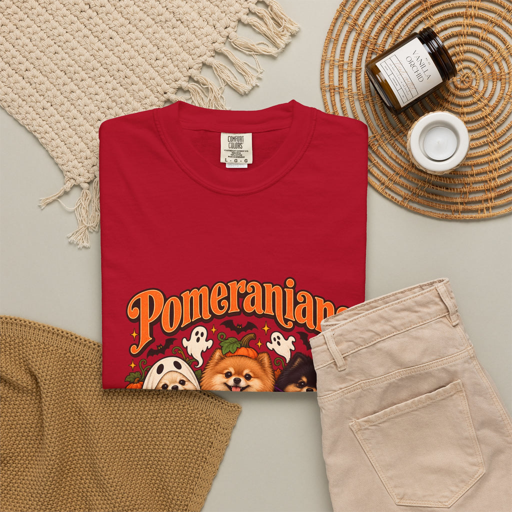 Comfort Colors® Pomeranians Because People Are Creepy Shirt, Funny Pomeranian Lover Gift, Halloween Dog Mom Graphic Tee, Spooky Pom Dog Gift