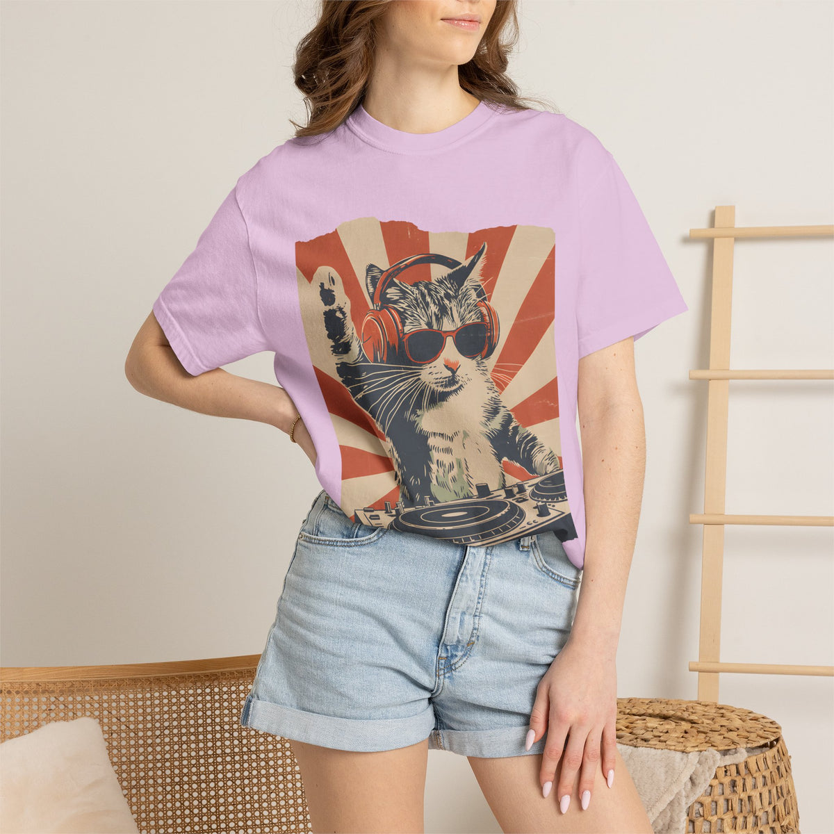 Comfort Colors® Cool DJ Cat Tshirt, Funny Cat With Headphones Shirt, Stylish Cat Lovers Gift, DJ Cat Kitty shirt, Trendy Cat Graphic Shirt