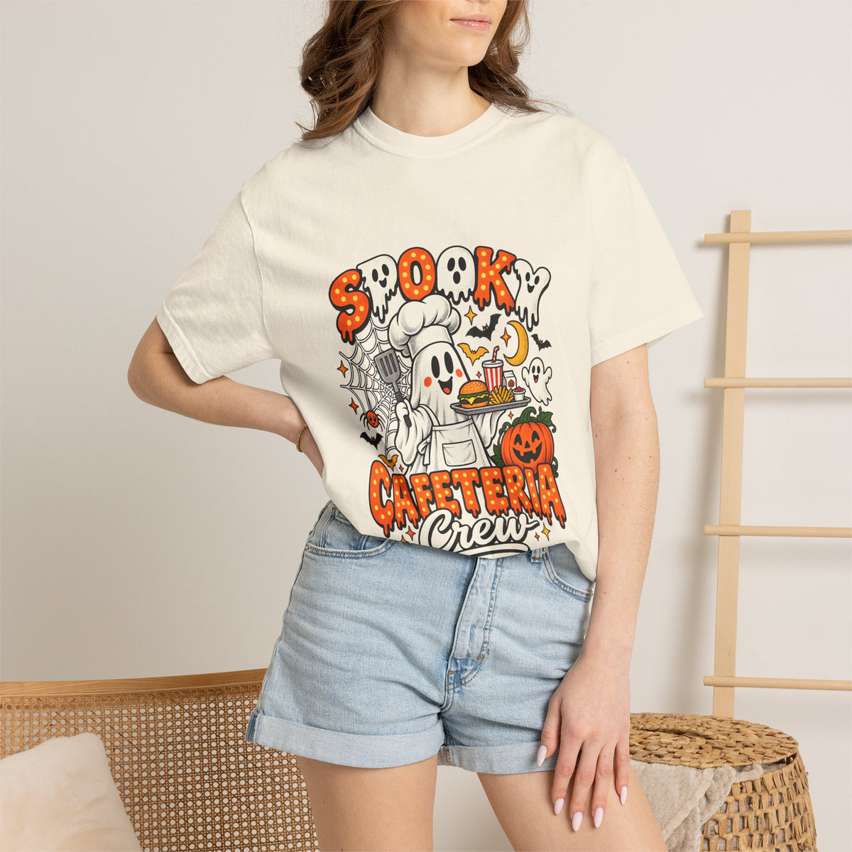 Comfort Colors® Spooky Cafeteria Crew Tshirt, Halloween Lunch Lady Gift, School Cafeteria Worker Graphic Tee, Funny Food Service Staff Shirt