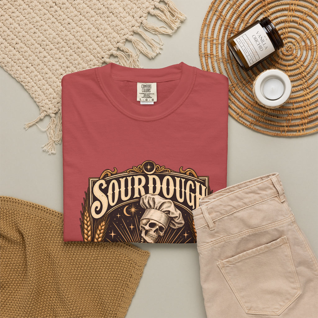 Camiseta Comfort Colors® Sourdough Because Regular Bread Is Stupid, regalo divertido para panadero de masa madre, amante del pan con esqueleto, camisa con humor sobre hornear