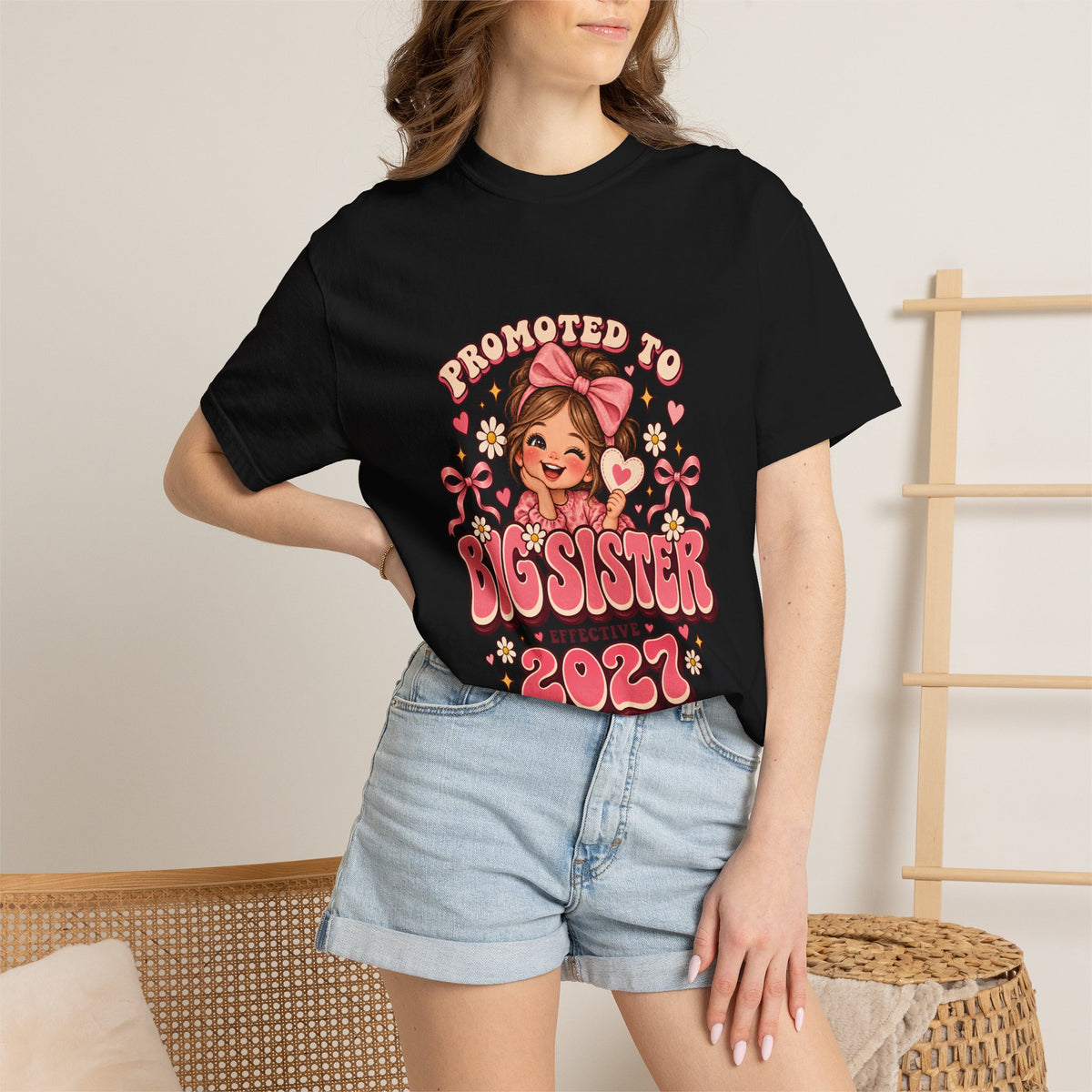 T-shirt Comfort Colors® « Promue grande sœur » effectif en 2027, cadeau d'annonce de nouvelle fratrie, t-shirt graphique pour annonce de grossesse grande sœur