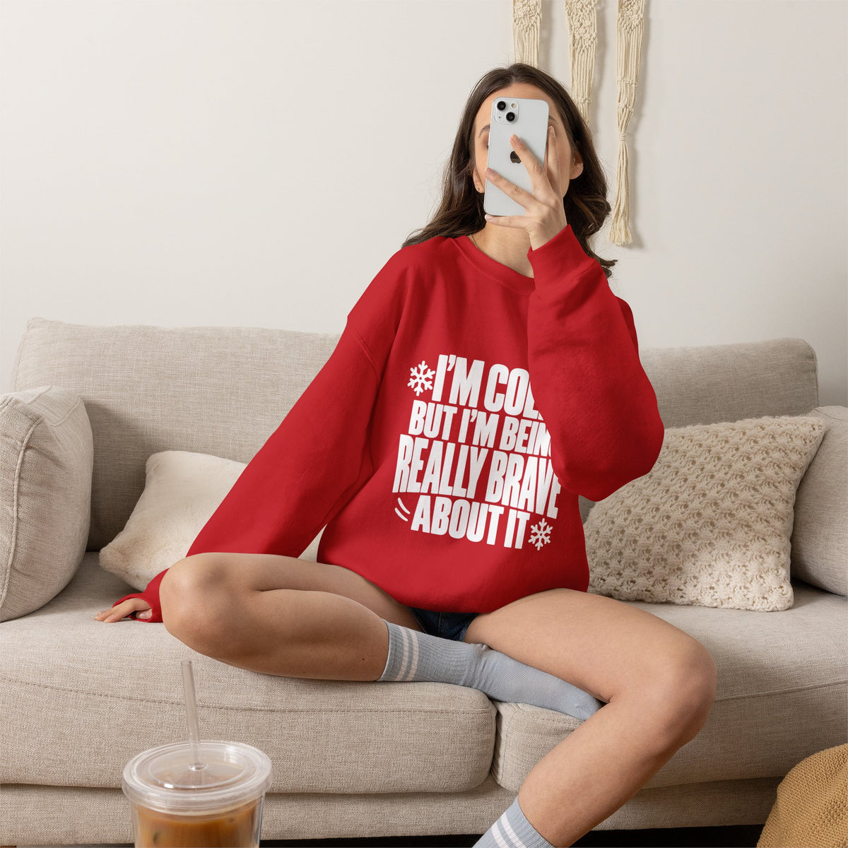 Im Cold But Im Being Really Brave About It Sweatshirt, Funny Winter Sweatshirt, Cozy Cold Weather Quote Crewneck