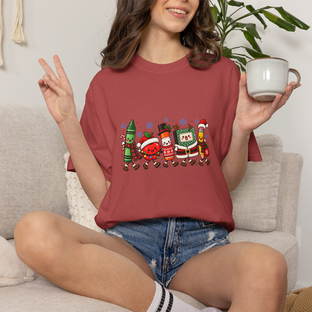 Comfort Colors® クリスマス 学用品 Tシャツ、かわいい先生ホリデーギフト、お祝い 教室 先生ギフト、先生へのギフト