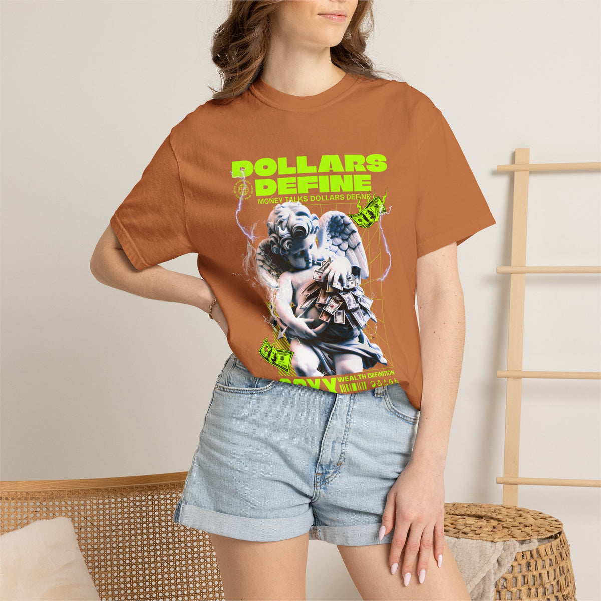 Comfort Colors® Dollars Define Money Angel Shirt, Hustle Culture Tee, Streetwear Design, Motivational Gift, Urban Fashion Art