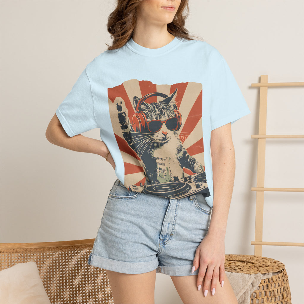 Comfort Colors® Cool DJ Cat Tshirt, Funny Cat With Headphones Shirt, Stylish Cat Lovers Gift, DJ Cat Kitty shirt, Trendy Cat Graphic Shirt