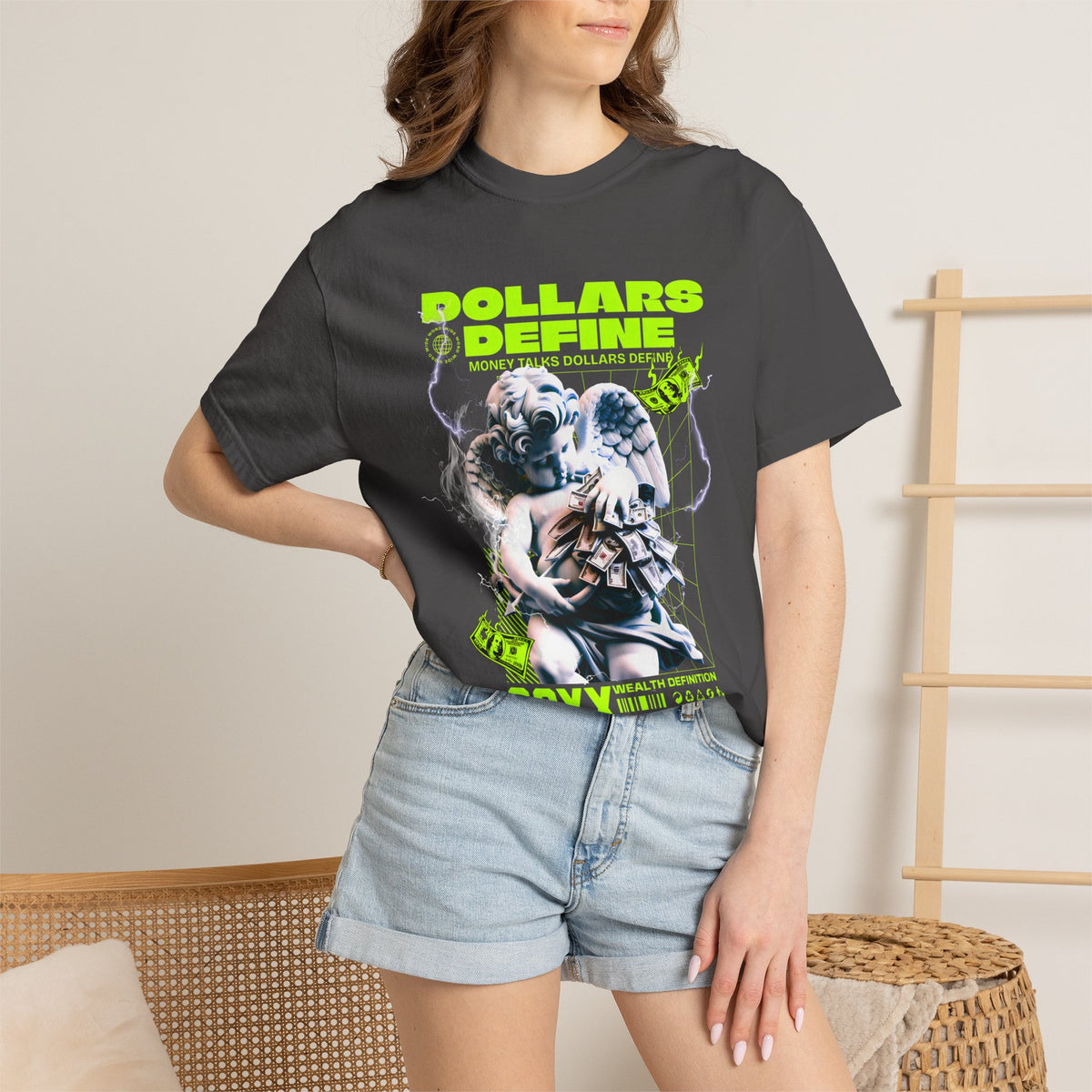 Comfort Colors® Dollars Define Money Angel Shirt, Hustle Culture Tee, Streetwear Design, Motivational Gift, Urban Fashion Art
