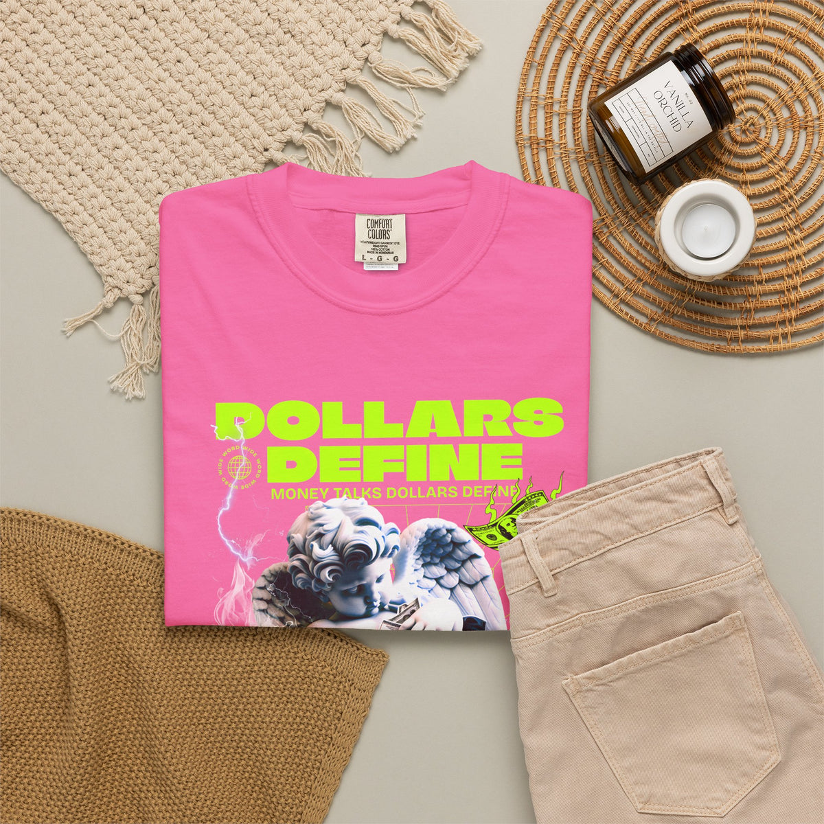 Camiseta de ángel Comfort Colors® Dollars Define Money, camiseta de cultura del esfuerzo, diseño de ropa urbana, regalo motivacional, arte de moda urbana