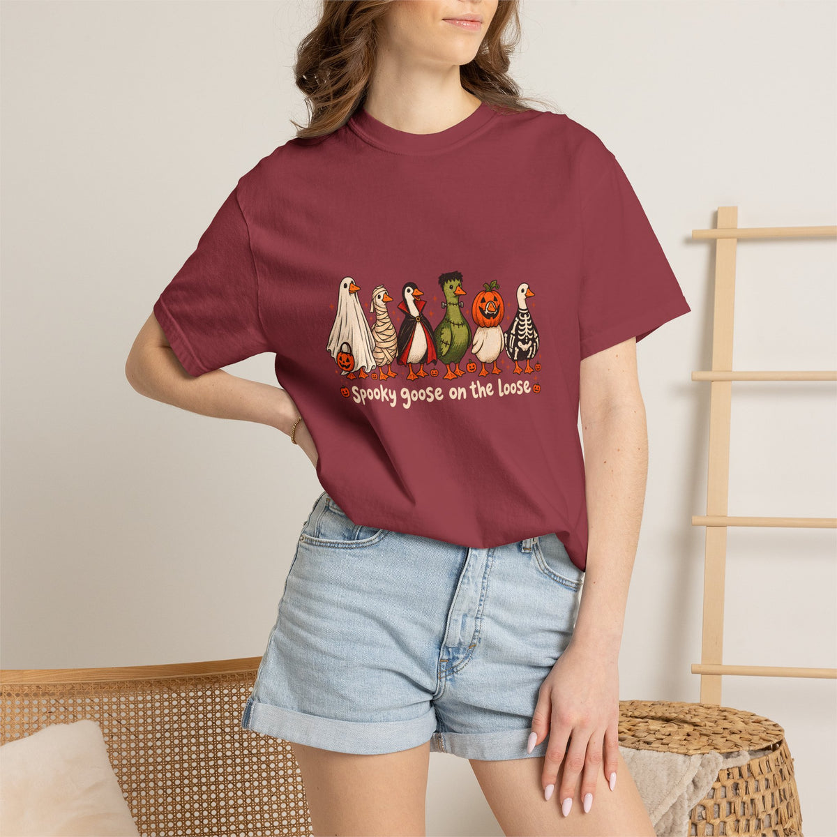 Comfort Colors® Halloween Funny Goose Shirt, Just a Spooky Goose Shirt, Halloween Shirt, Skeleton Goose Tee, Spooky Season Shirt, Spooky Tee