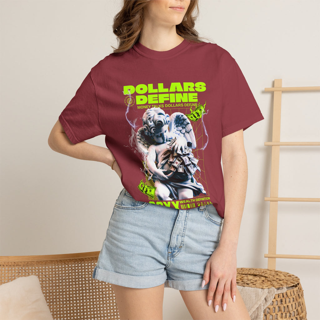 Camiseta de ángel Comfort Colors® Dollars Define Money, camiseta de cultura del esfuerzo, diseño de ropa urbana, regalo motivacional, arte de moda urbana