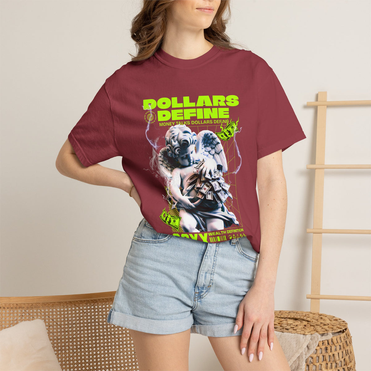 Comfort Colors® Dollars Define Money Angel Shirt, Hustle Culture Tee, Streetwear Design, Motivational Gift, Urban Fashion Art
