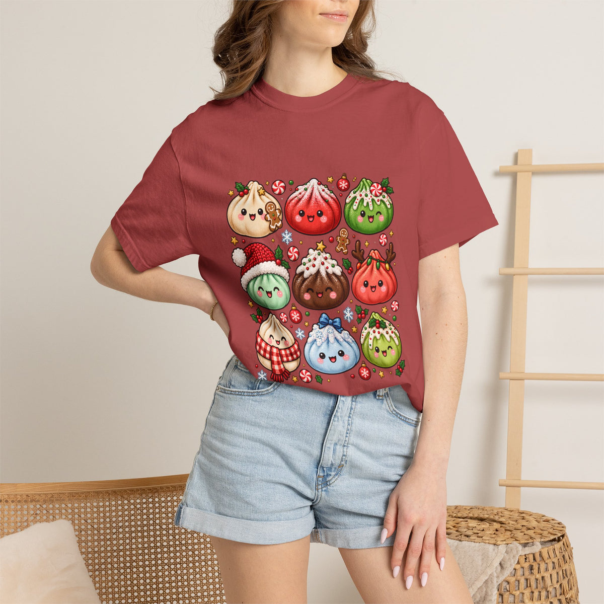 Comfort Colors® Cute Christmas Dumplings T-Shirt, Kawaii Holiday Food Lover Gift, Festive Dumpling Lover, Cute Christmas Foodie Gift