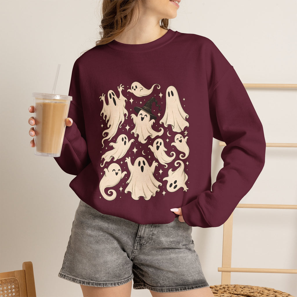 Halloween Ghost Sweatshirt, Ghost Collage Shirt, Halloween Sweatshirt, Halloween Gift for Her, Fall Sweater, Spooky Season, Spooky Vibes