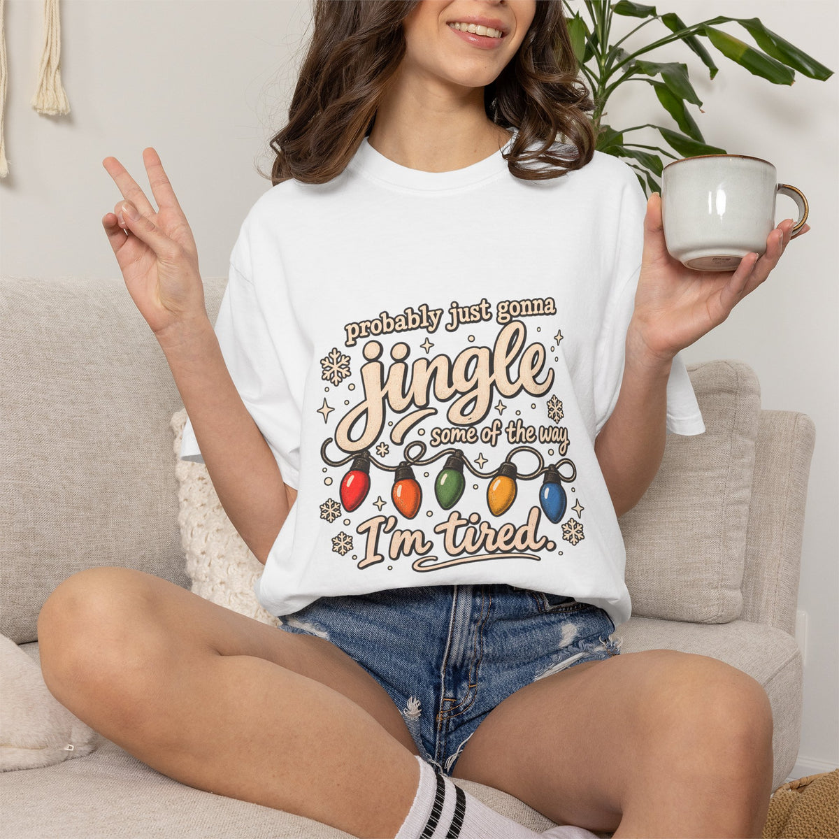 Comfort Colors® Probably Just Gonna Jingle Some of the Way I'm Tired T-Shirt, Funny Christmas Humor Gift, Tired Holiday Lover Gift