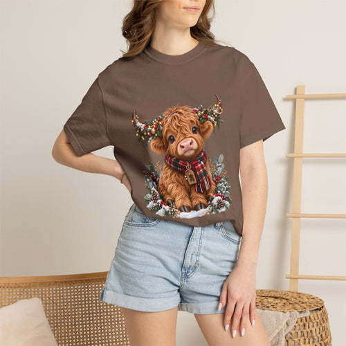 Camiseta navideña de vaca Highland, regalo festivo para amantes de las vacas, regalo para amantes de las granjas en invierno, regalo de animal de granja para Navidad