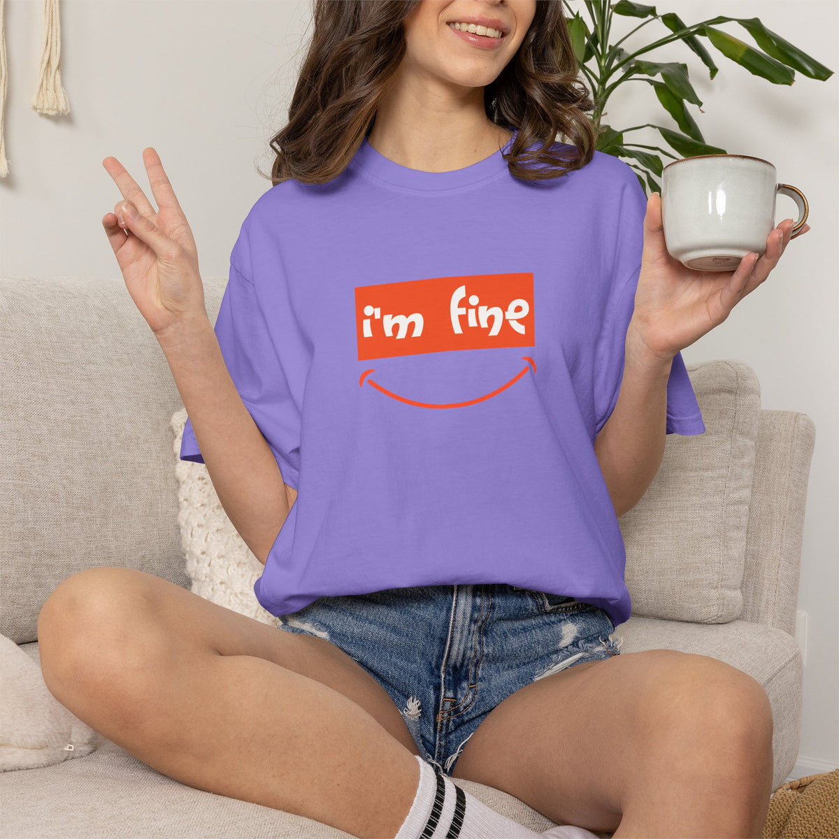 Comfort Colors® I'm Fine Shirt, Sarcastic Humor Shirt, Mental Health Shirt, Funny Therapy Gift, Therapy Shirt, Drowning Shirt, Gift for Her