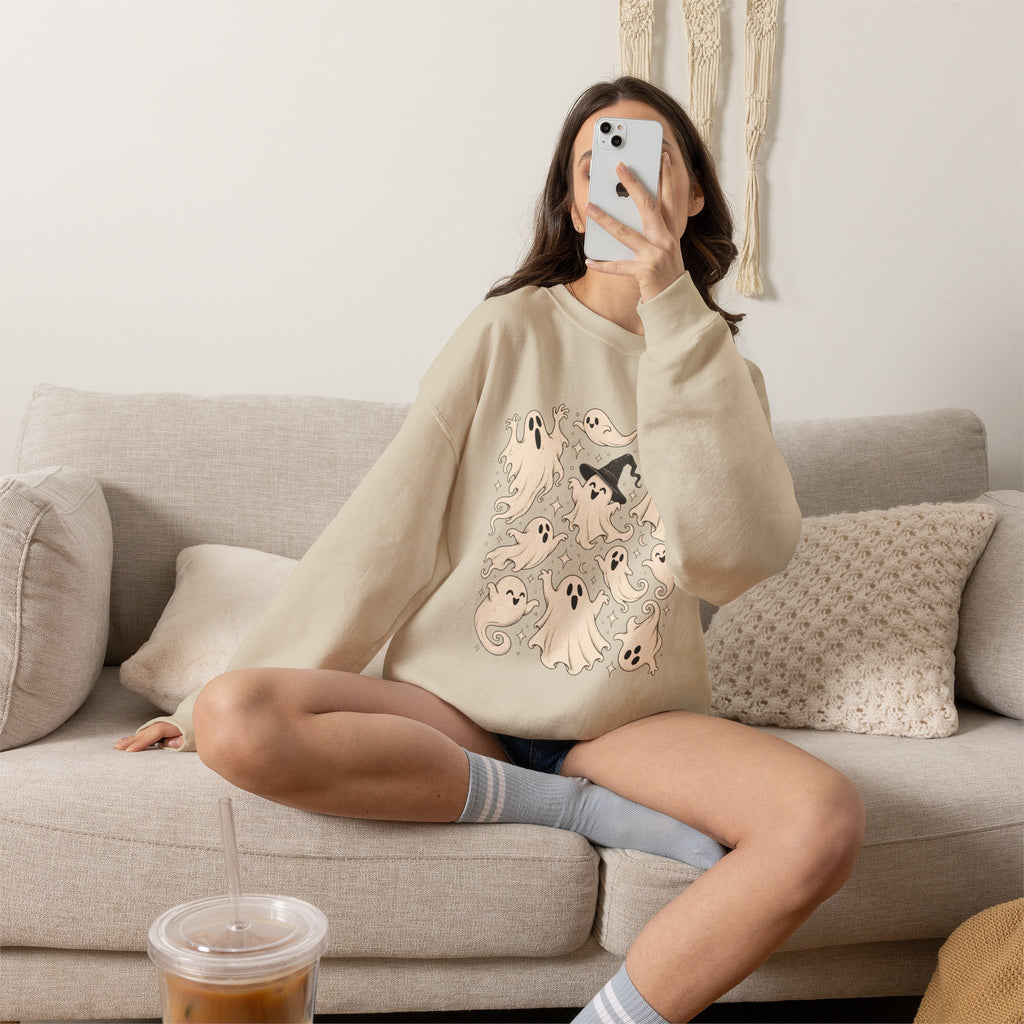 Halloween Ghost Sweatshirt, Ghost Collage Shirt, Halloween Sweatshirt, Halloween Gift for Her, Fall Sweater, Spooky Season, Spooky Vibes
