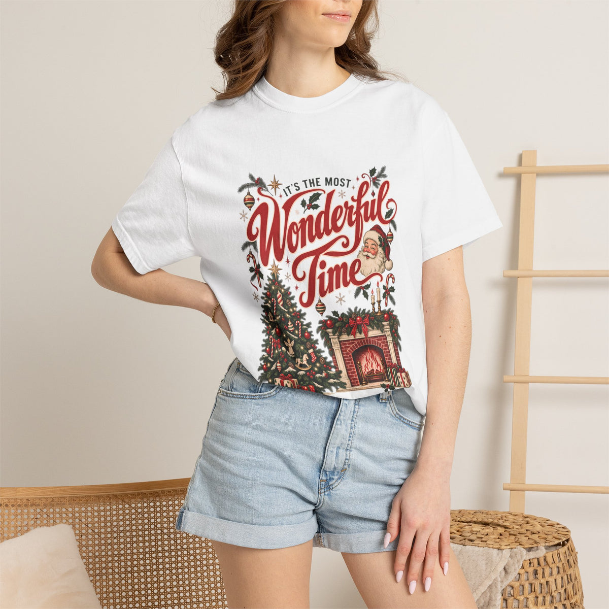 It's The Most Wonderful Time T-Shirt, Vintage Christmas Lover Gift, Santa Holiday Decor Gift, Cozy Christmas Graphic Tee