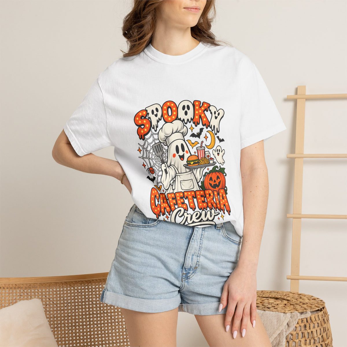 Comfort Colors® Spooky Cafeteria Crew Tshirt, Halloween Lunch Lady Gift, School Cafeteria Worker Graphic Tee, Funny Food Service Staff Shirt