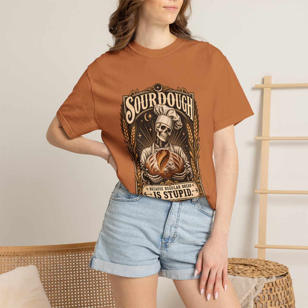 Comfort Colors® Sourdough Because Regular Bread Is Stupid T-Shirt, Funny Sourdough Baker Gift, Skeleton Bread Lover, Baking Humor Shirt