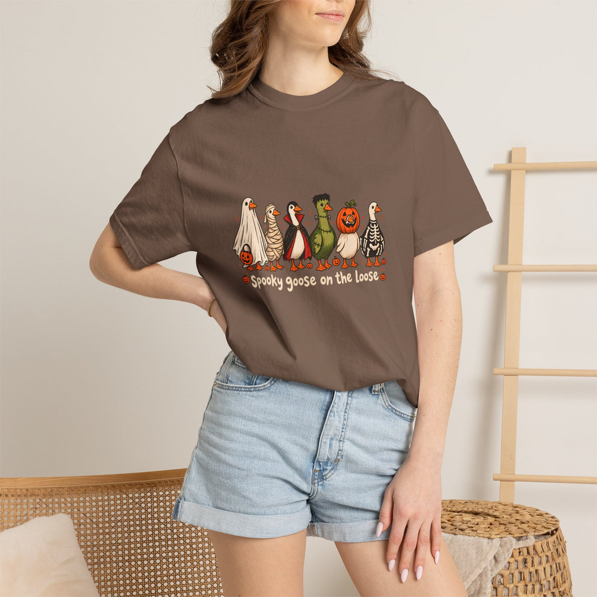 Comfort Colors® Halloween Funny Goose Shirt, Just a Spooky Goose Shirt, Halloween Shirt, Skeleton Goose Tee, Spooky Season Shirt, Spooky Tee