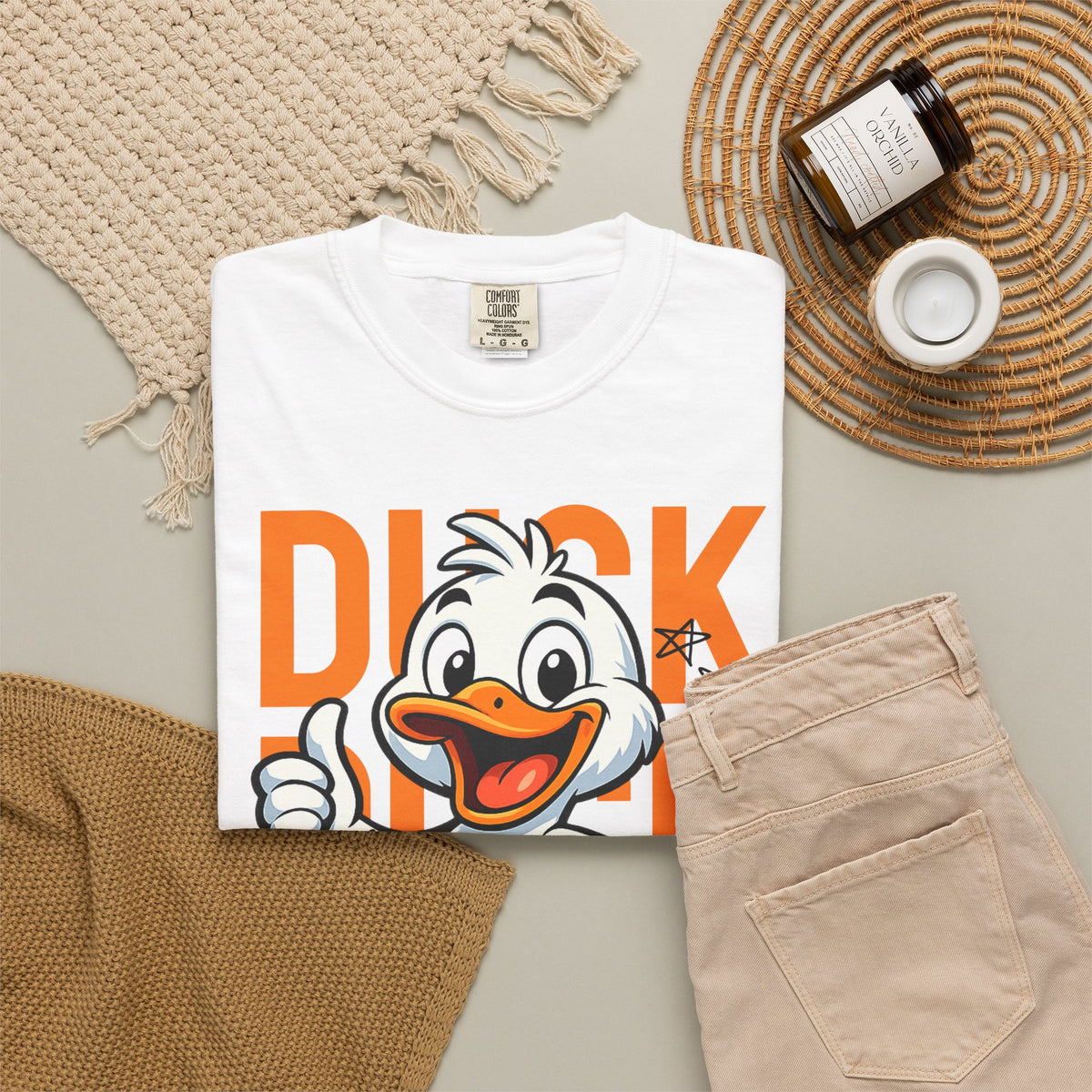 Comfort Colors® Funny Duck Shirt Orange, Cute Duck Graphic Tee, Humorous Animal T-Shirt, Minimalist Funny Shirt, Gift for Duck Lovers