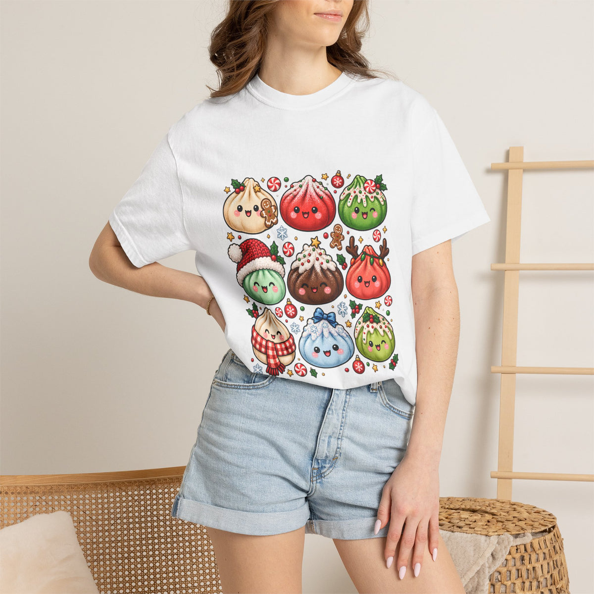 Comfort Colors® Cute Christmas Dumplings T-Shirt, Kawaii Holiday Food Lover Gift, Festive Dumpling Lover, Cute Christmas Foodie Gift