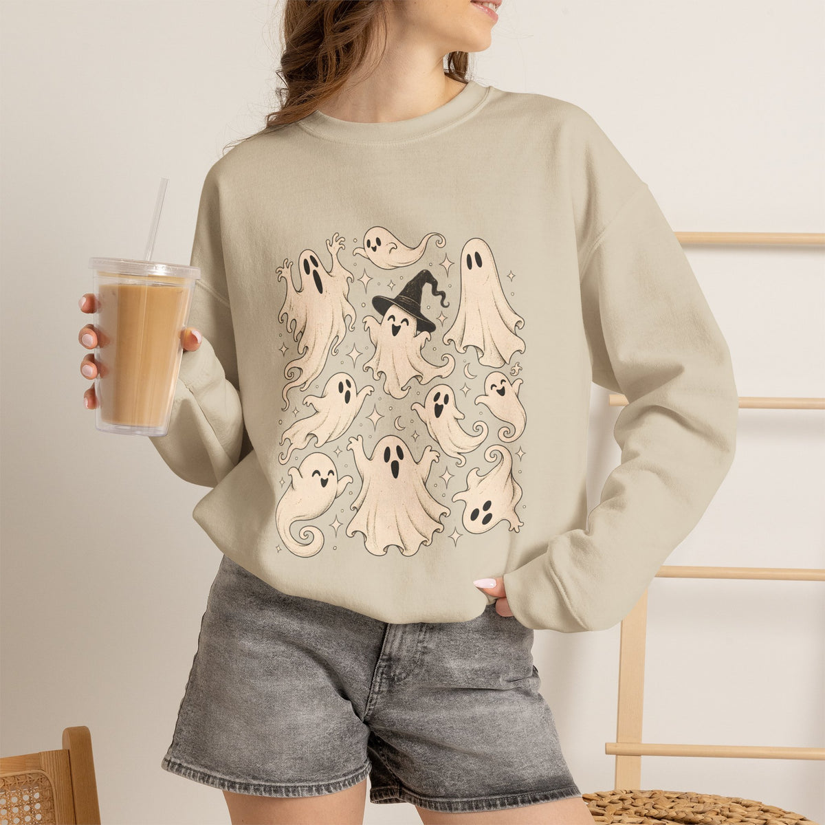 Halloween Ghost Sweatshirt, Ghost Collage Shirt, Halloween Sweatshirt, Halloween Gift for Her, Fall Sweater, Spooky Season, Spooky Vibes