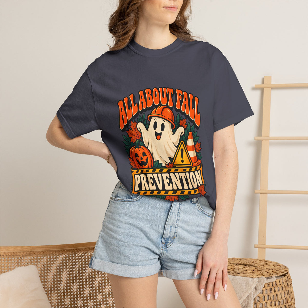 Comfort Colors® All About Fall Prevention T-Shirt, Funny Physical Therapist Gift, Halloween Occupational Therapy Graphic Tee