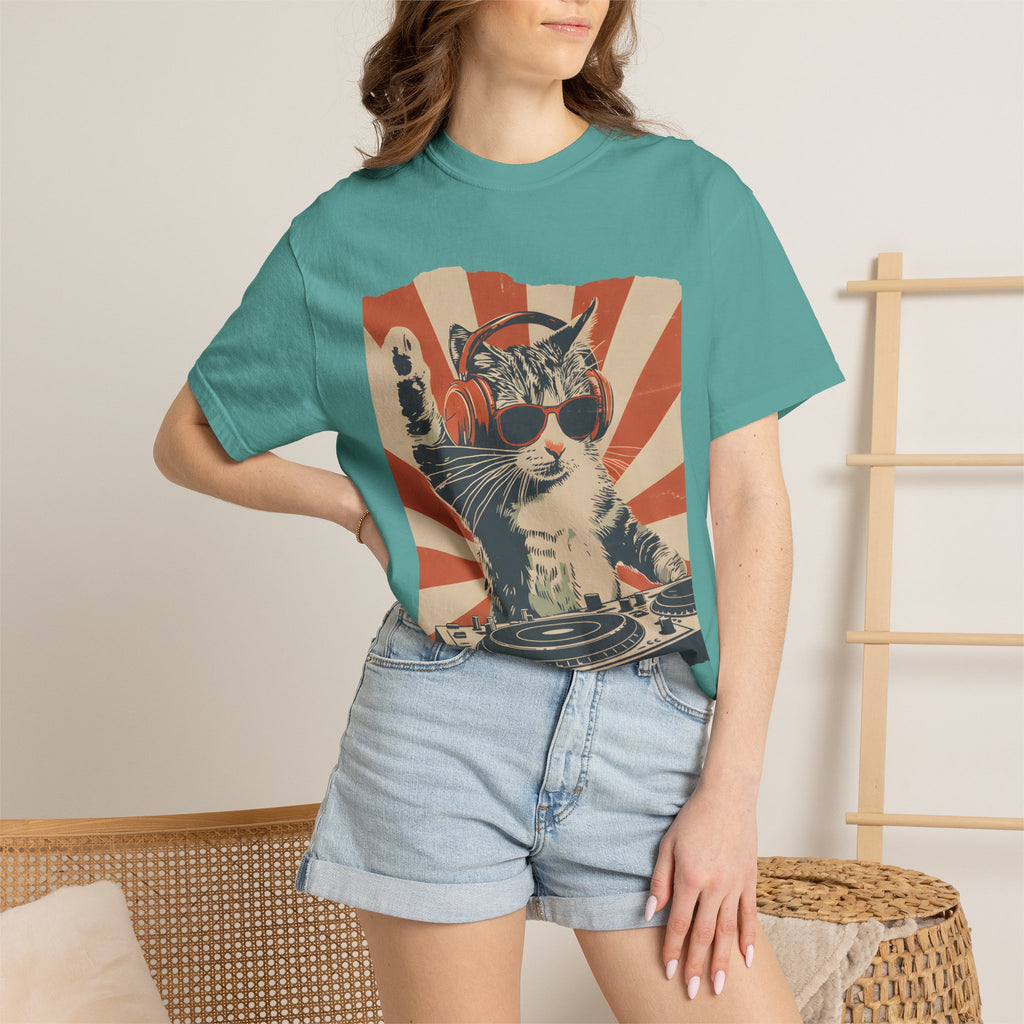 Comfort Colors® Cool DJ Cat Tshirt, Funny Cat With Headphones Shirt, Stylish Cat Lovers Gift, DJ Cat Kitty shirt, Trendy Cat Graphic Shirt