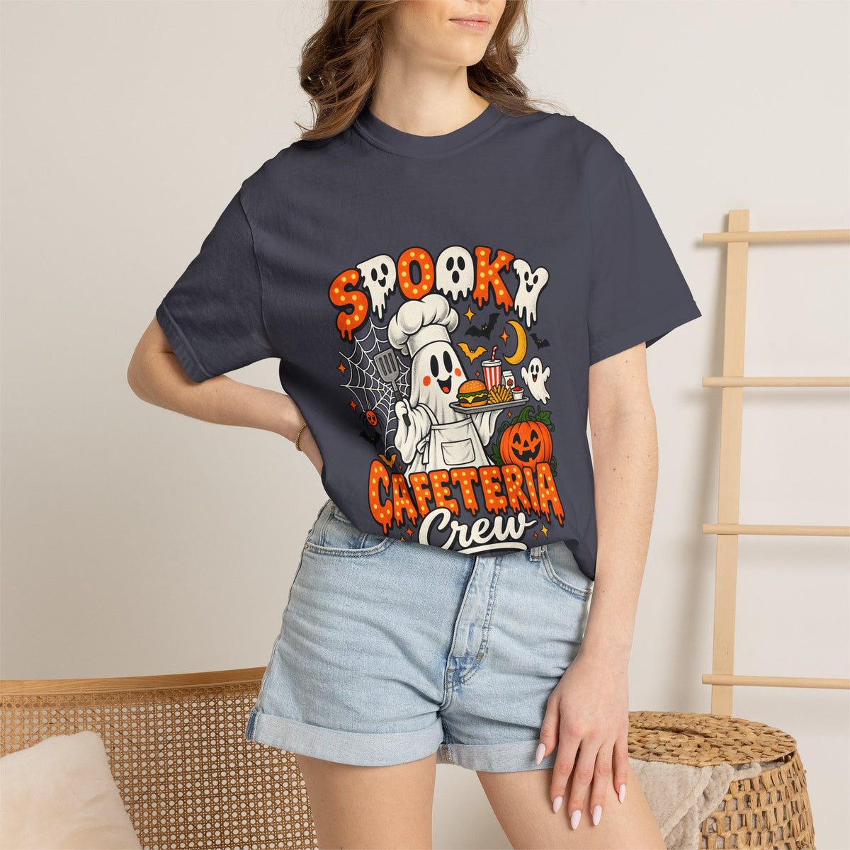Comfort Colors® Spooky Cafeteria Crew Tshirt, Halloween Lunch Lady Gift, School Cafeteria Worker Graphic Tee, Funny Food Service Staff Shirt