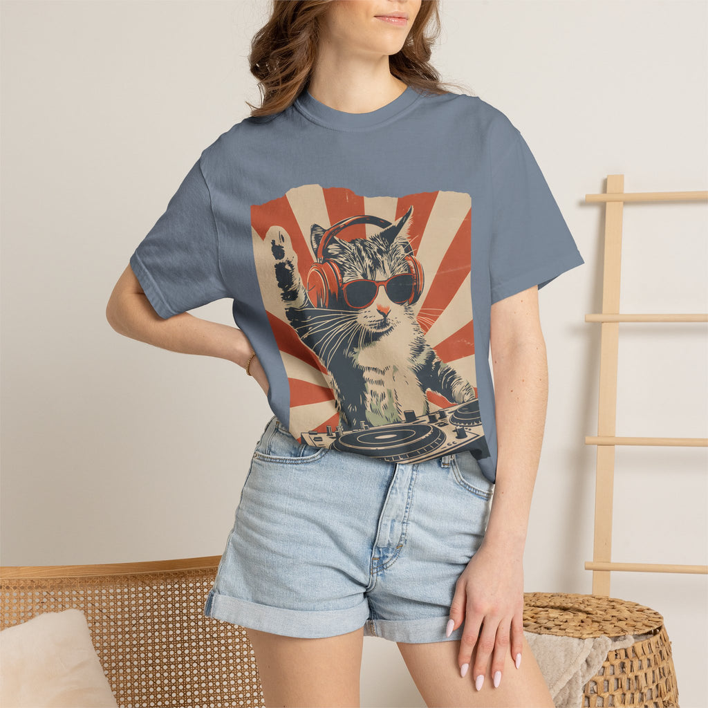 Comfort Colors® Cool DJ Cat Tshirt, Funny Cat With Headphones Shirt, Stylish Cat Lovers Gift, DJ Cat Kitty shirt, Trendy Cat Graphic Shirt