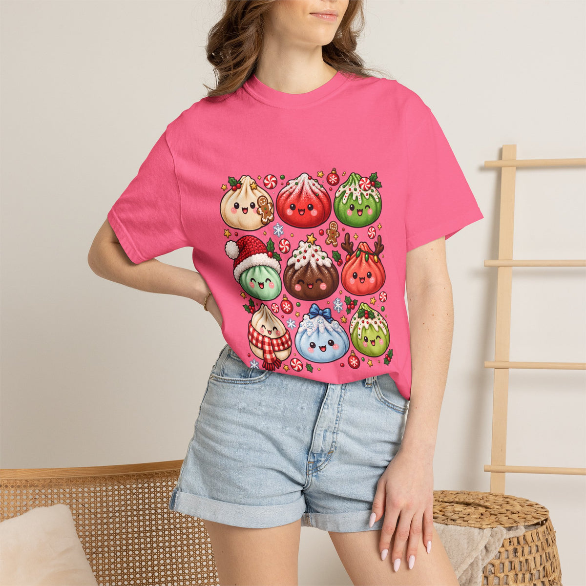 Comfort Colors® Cute Christmas Dumplings T-Shirt, Kawaii Holiday Food Lover Gift, Festive Dumpling Lover, Cute Christmas Foodie Gift
