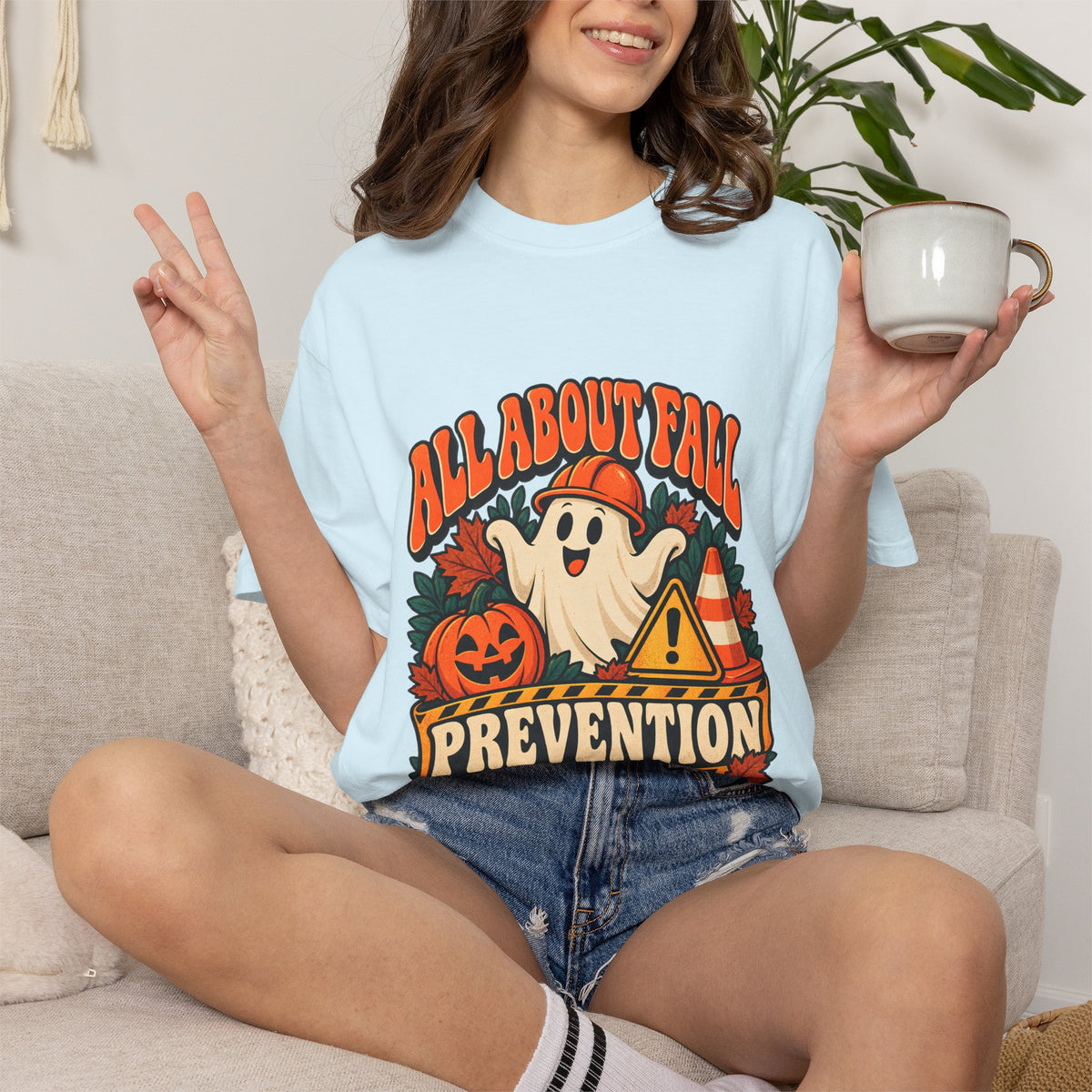 T-shirt Comfort Colors® All About Fall Prevention, cadeau amusant pour kinésithérapeute, t-shirt graphique pour ergothérapeute spécial Halloween