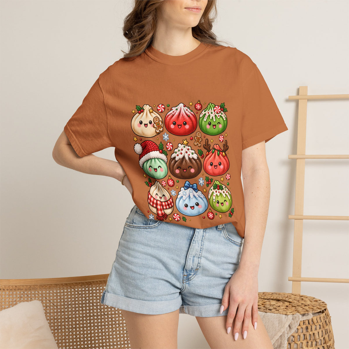 Comfort Colors® Cute Christmas Dumplings T-Shirt, Kawaii Holiday Food Lover Gift, Festive Dumpling Lover, Cute Christmas Foodie Gift