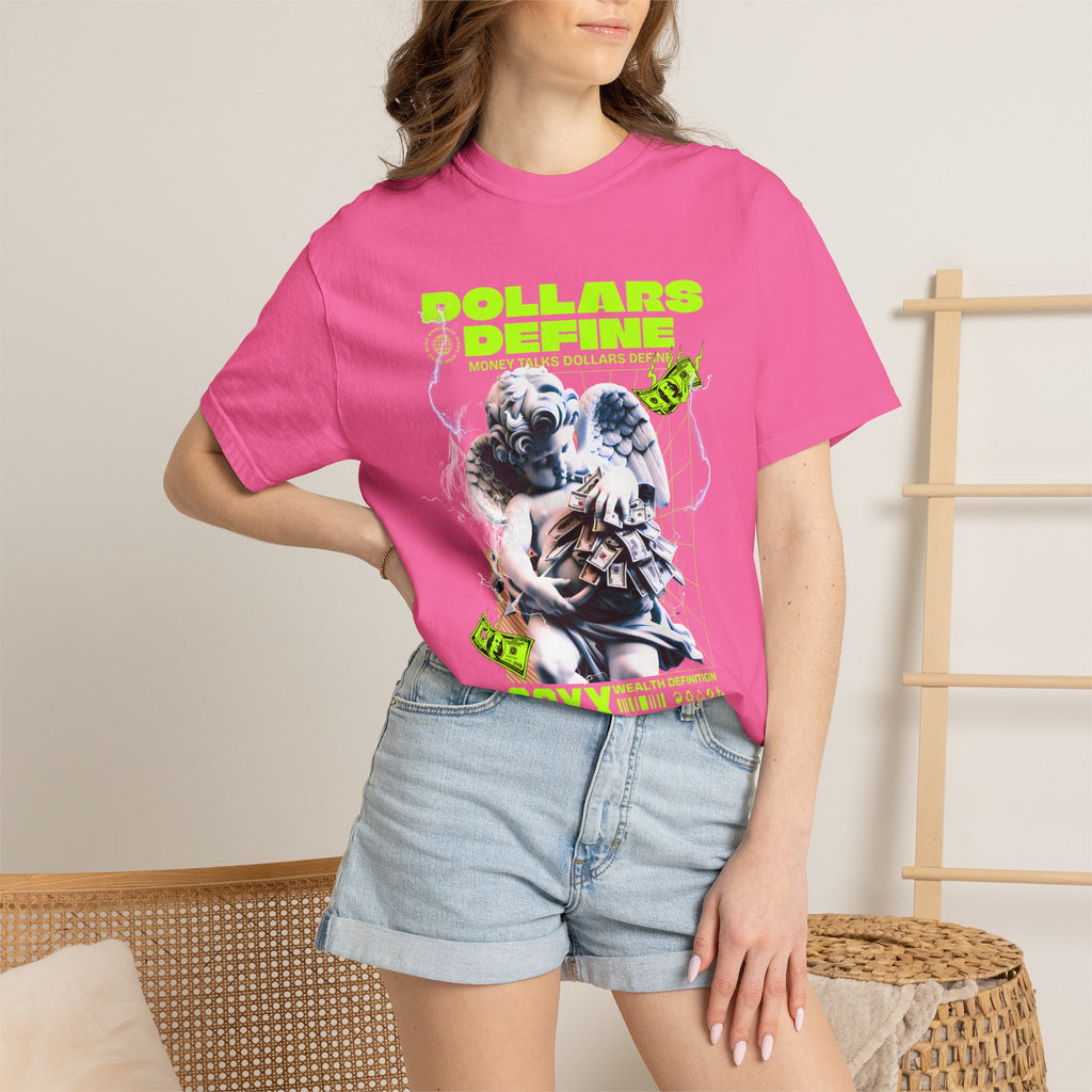 Camiseta de ángel Comfort Colors® Dollars Define Money, camiseta de cultura del esfuerzo, diseño de ropa urbana, regalo motivacional, arte de moda urbana